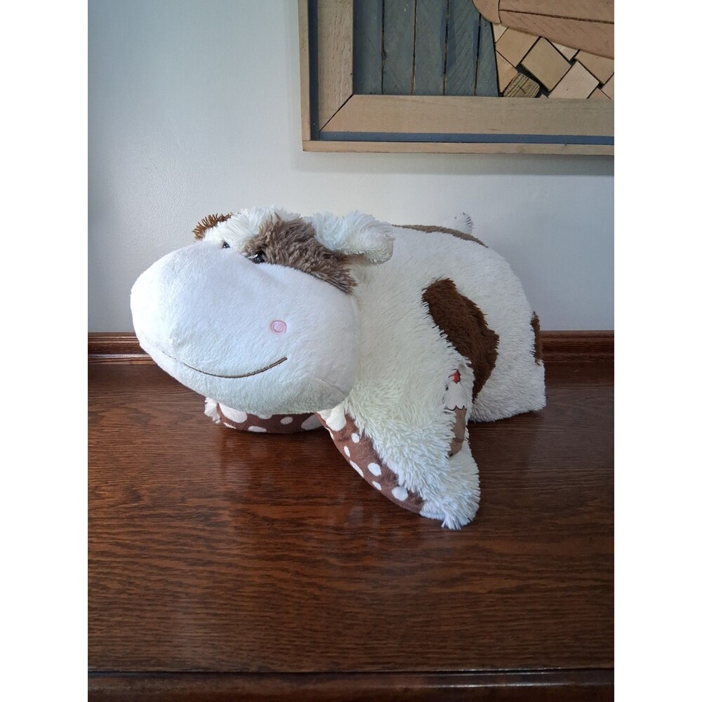 Chocolate Milkshake Cow Brown Spotted Pillow Pets Plush Stuffed Animal 18"